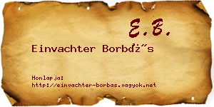 Einvachter Borbás névjegykártya