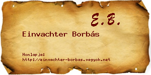 Einvachter Borbás névjegykártya